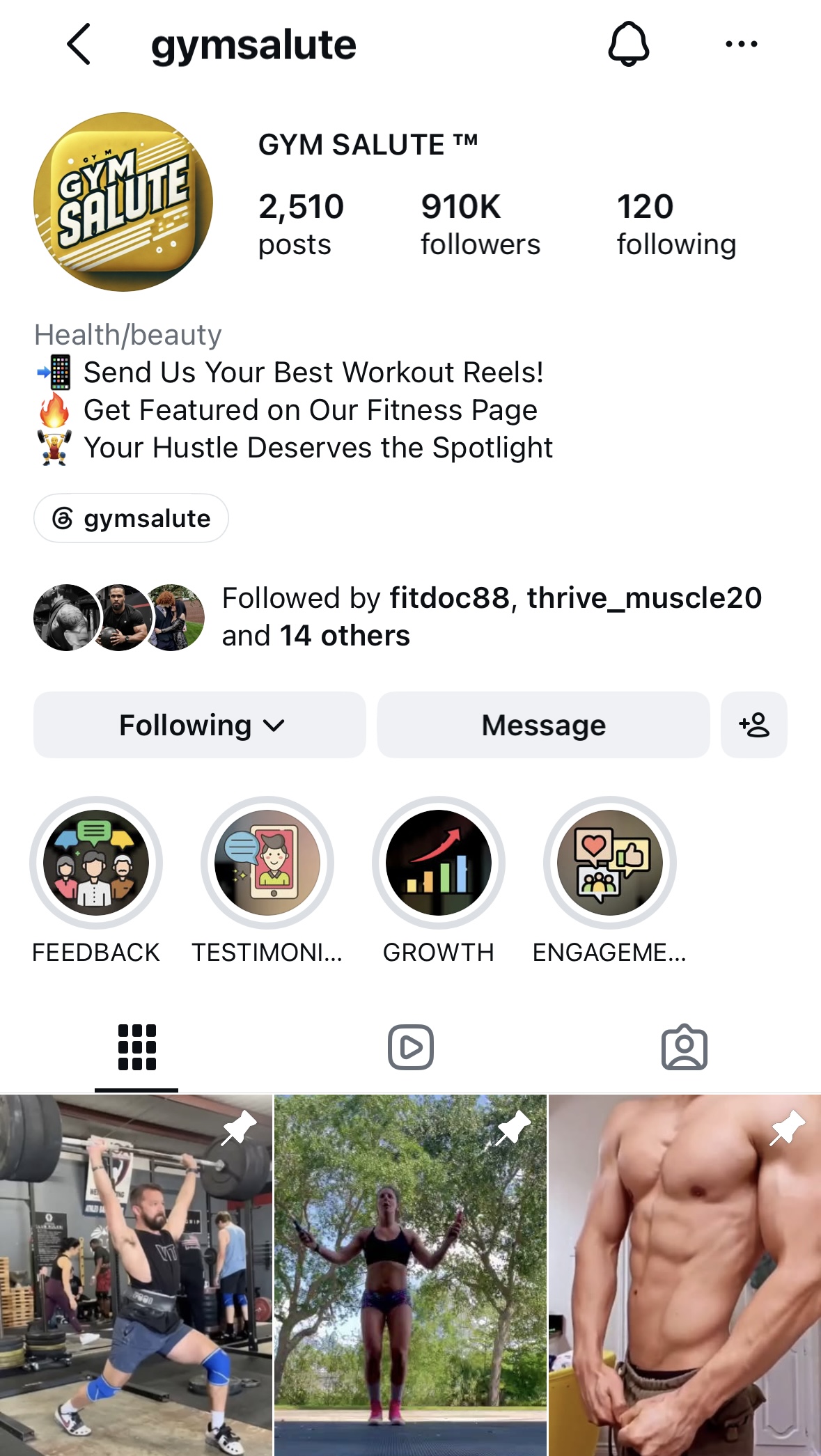 GymSalute Page Insights